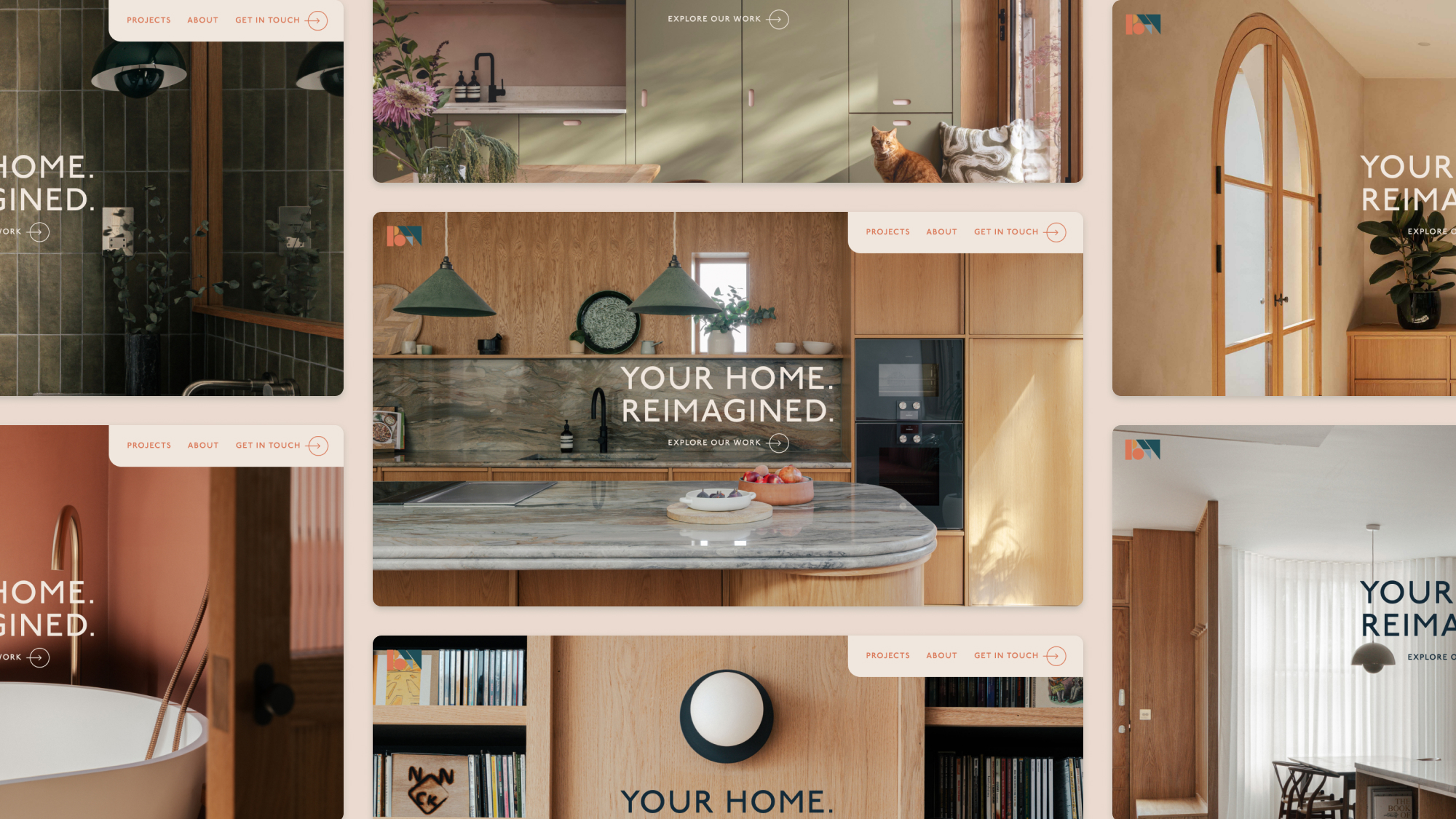 A collection of dynamic hero images from the Benjamin Wilkes homepage, illustrating the high-performance Webflow build that supports a rotating gallery of high-resolution architectural and interior photography.