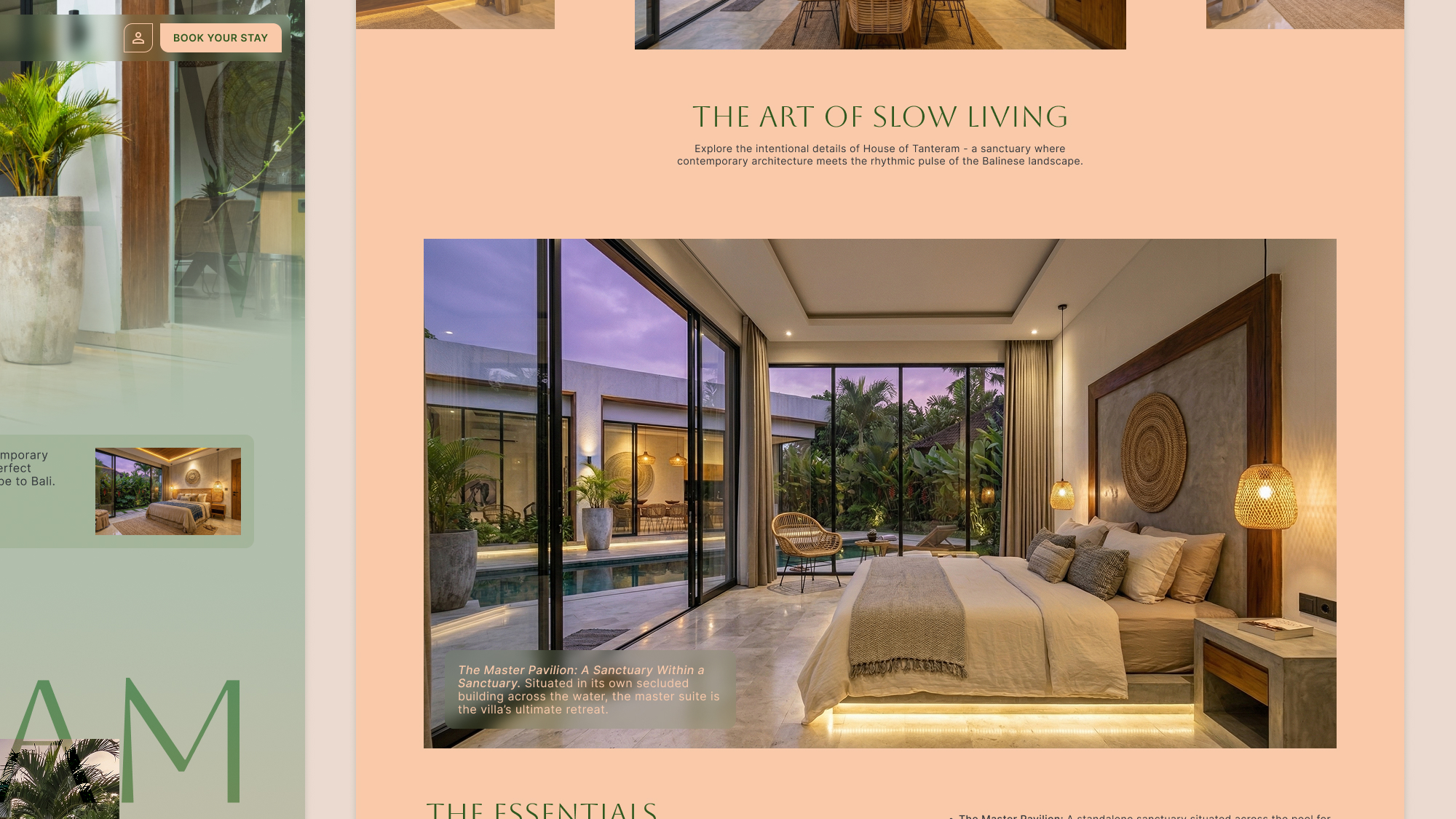 A detailed landscape closeup of the Master Suite section, highlighting the floor-to-ceiling glass architecture and the "sanctuary within a sanctuary" brand narrative.