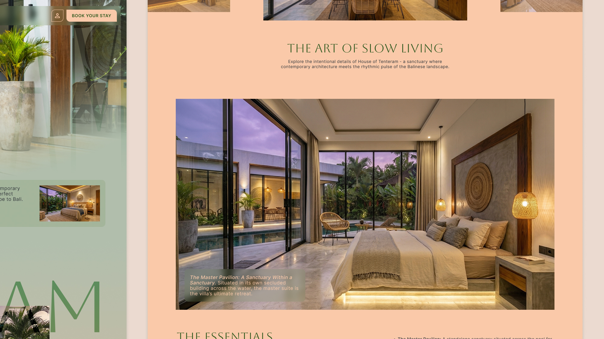 A detailed landscape closeup of the Master Suite section, highlighting the floor-to-ceiling glass architecture and the "sanctuary within a sanctuary" brand narrative.