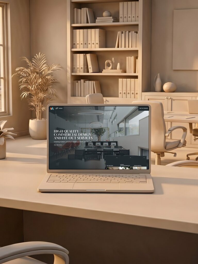 A 3:4 project archive preview of the Matthews Interiors homepage. The dark, premium layout designed by Good Launch highlights their commercial fit-out expertise through high-impact imagery and a sophisticated, structured aesthetic that invites exploration.